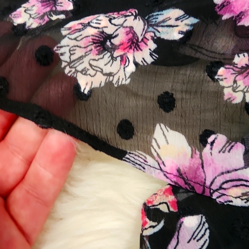 Torrid Black Floral Semi Sheer Blouse - Picture 4 of 4